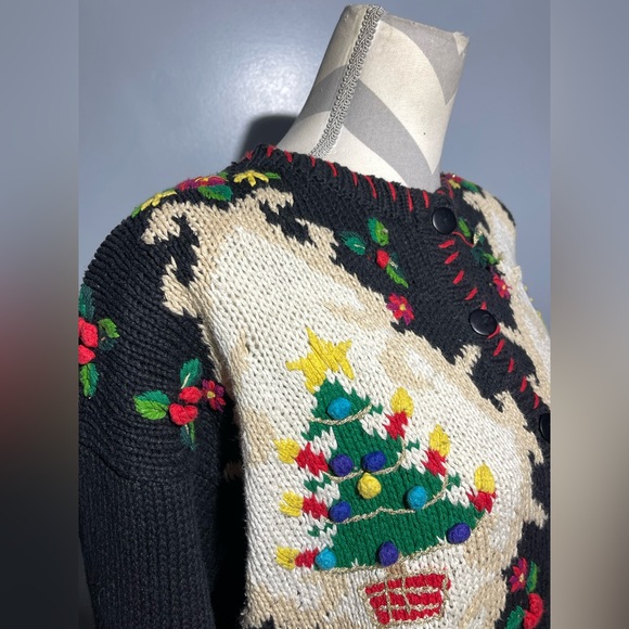 Holiday Black Cardigan Sweater - Picture 7 of 14